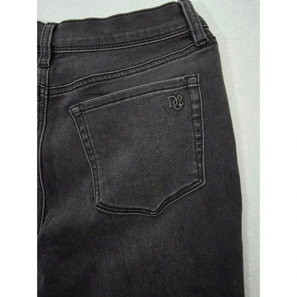 DG2 Diane Gilman Lace Up Ankle Crop Jeans 8P Black Denim High Rise Goth